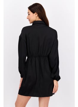 Lola May Women Solid Mini Dress, Black  - Image 3