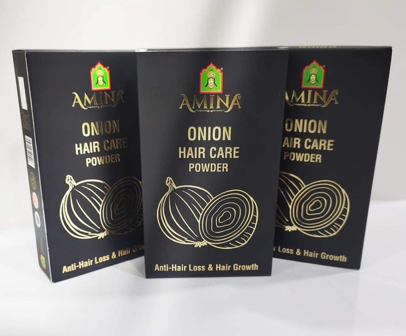 Amina Henna Pure Onion Powder for Hair Pack Complete hair solution NO Chemicals Artificial Color 100 g 2 Packs of 50 Gms Each - Image 1