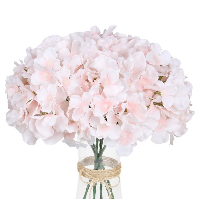 SILK HYDRANGEA HEADS WITH STEMSBABY PINK ARTIFICIAL FLOWER HEADS DIY WEDDING CENTERPIECE HOME PARTY BABY SHOWER DECOR BABY PINK 10