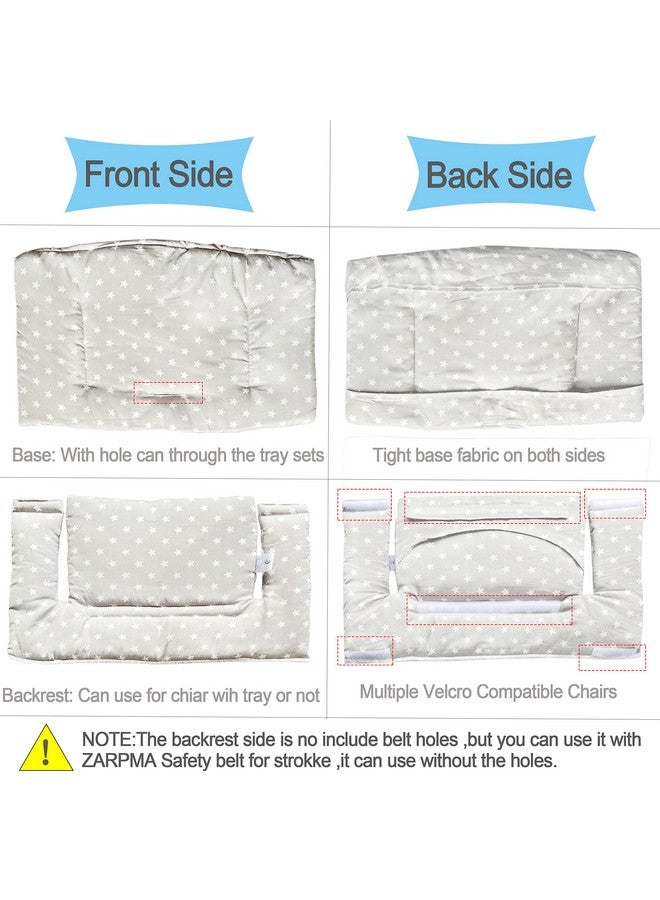 ZARPMA Highchair Cushion Compatible with Stokke Tripp Trapp Chiar High Chair Insert Cotton Fabric Cover Filled with Cotton Padding (Grey Stars) - Image 2