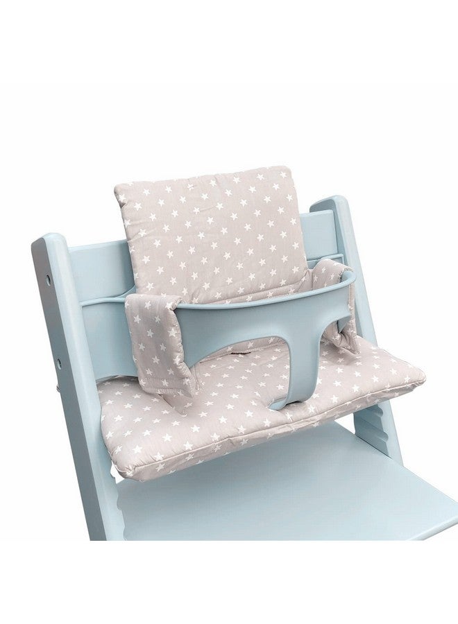 ZARPMA Highchair Cushion Compatible with Stokke Tripp Trapp Chiar High Chair Insert Cotton Fabric Cover Filled with Cotton Padding (Grey Stars) - Image 1
