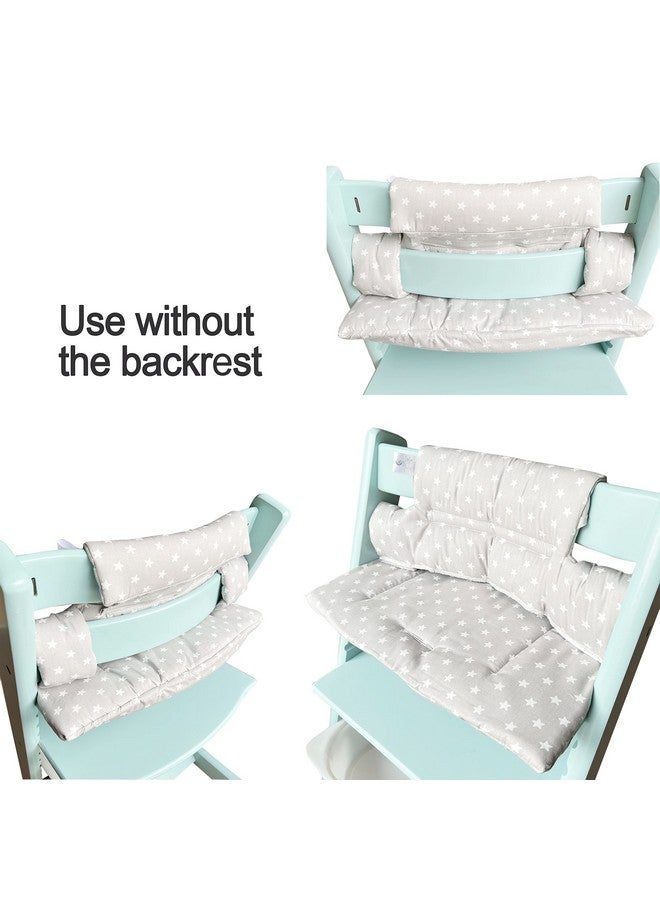 ZARPMA Highchair Cushion Compatible with Stokke Tripp Trapp Chiar High Chair Insert Cotton Fabric Cover Filled with Cotton Padding (Grey Stars) - Image 5