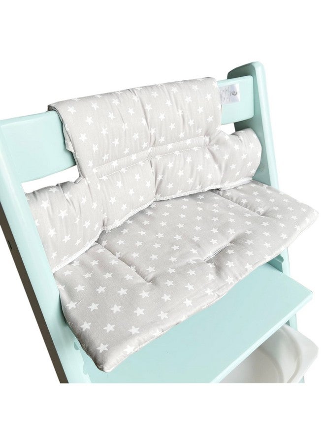 ZARPMA Highchair Cushion Compatible with Stokke Tripp Trapp Chiar High Chair Insert Cotton Fabric Cover Filled with Cotton Padding (Grey Stars) - Image 3