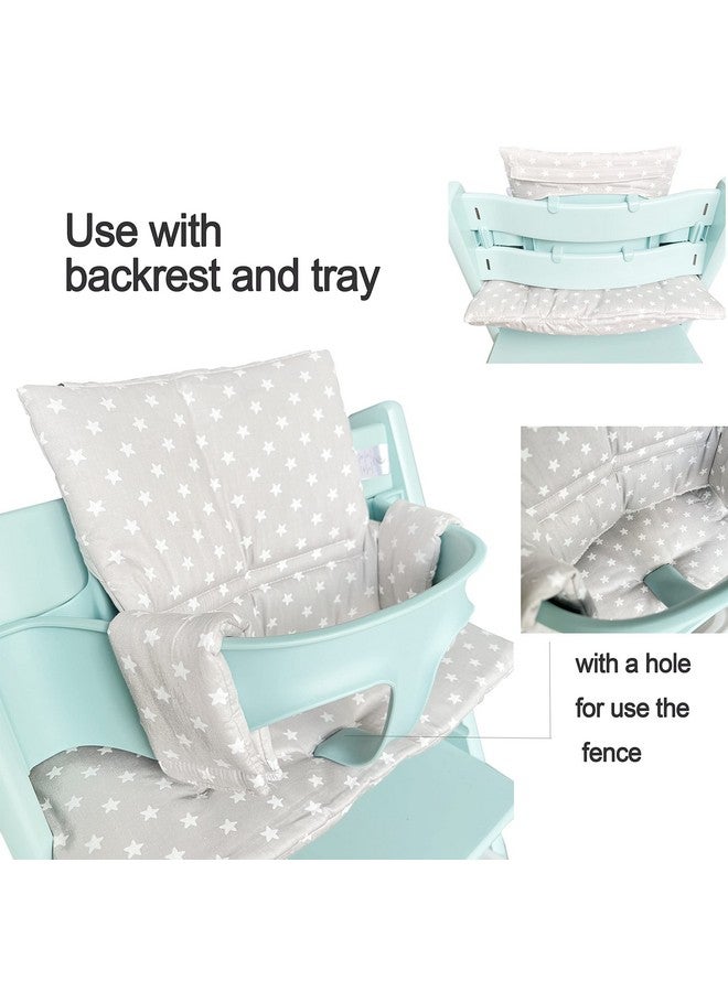 ZARPMA Highchair Cushion Compatible with Stokke Tripp Trapp Chiar High Chair Insert Cotton Fabric Cover Filled with Cotton Padding (Grey Stars) - Image 4