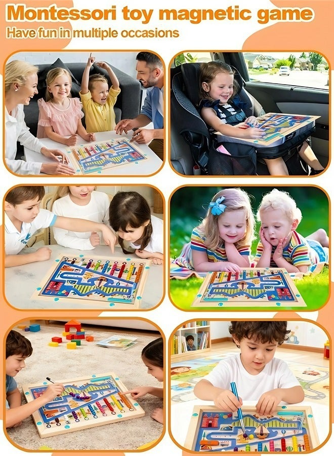 متاهة خشبية لملاعب الأطفال، متاهة أرقام ملونة مغناطيسية، لعبة مونتيسوري لمطابقة الأرقام، لعبة لوحية متاهة مغناطيسية، لعبة فرز وتكديس لتنمية المهارات الحركية الدقيقة والتصنيف المعرفي، مناسبة للأطفال - Image 5