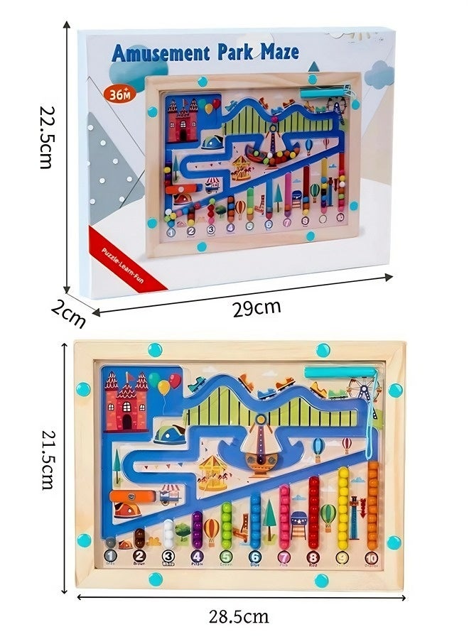 متاهة خشبية لملاعب الأطفال، متاهة أرقام ملونة مغناطيسية، لعبة مونتيسوري لمطابقة الأرقام، لعبة لوحية متاهة مغناطيسية، لعبة فرز وتكديس لتنمية المهارات الحركية الدقيقة والتصنيف المعرفي، مناسبة للأطفال - Image 2