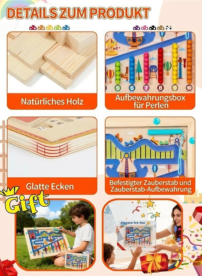 متاهة خشبية لملاعب الأطفال، متاهة أرقام ملونة مغناطيسية، لعبة مونتيسوري لمطابقة الأرقام، لعبة لوحية متاهة مغناطيسية، لعبة فرز وتكديس لتنمية المهارات الحركية الدقيقة والتصنيف المعرفي، مناسبة للأطفال - Image 4