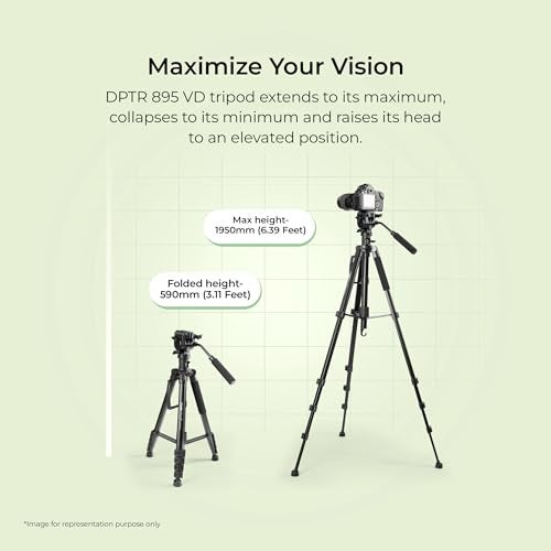 DIGITEK® (DPTR 895VD) 195 CM Tripod Cum Monopod with Aluminum Alloy & Multipurpose Head, 3-Way Head, Lightweight 590MM Folded with Carry Bag, Max Load 5Kg, Ideal for DSLR, DV Camera's - Image 4