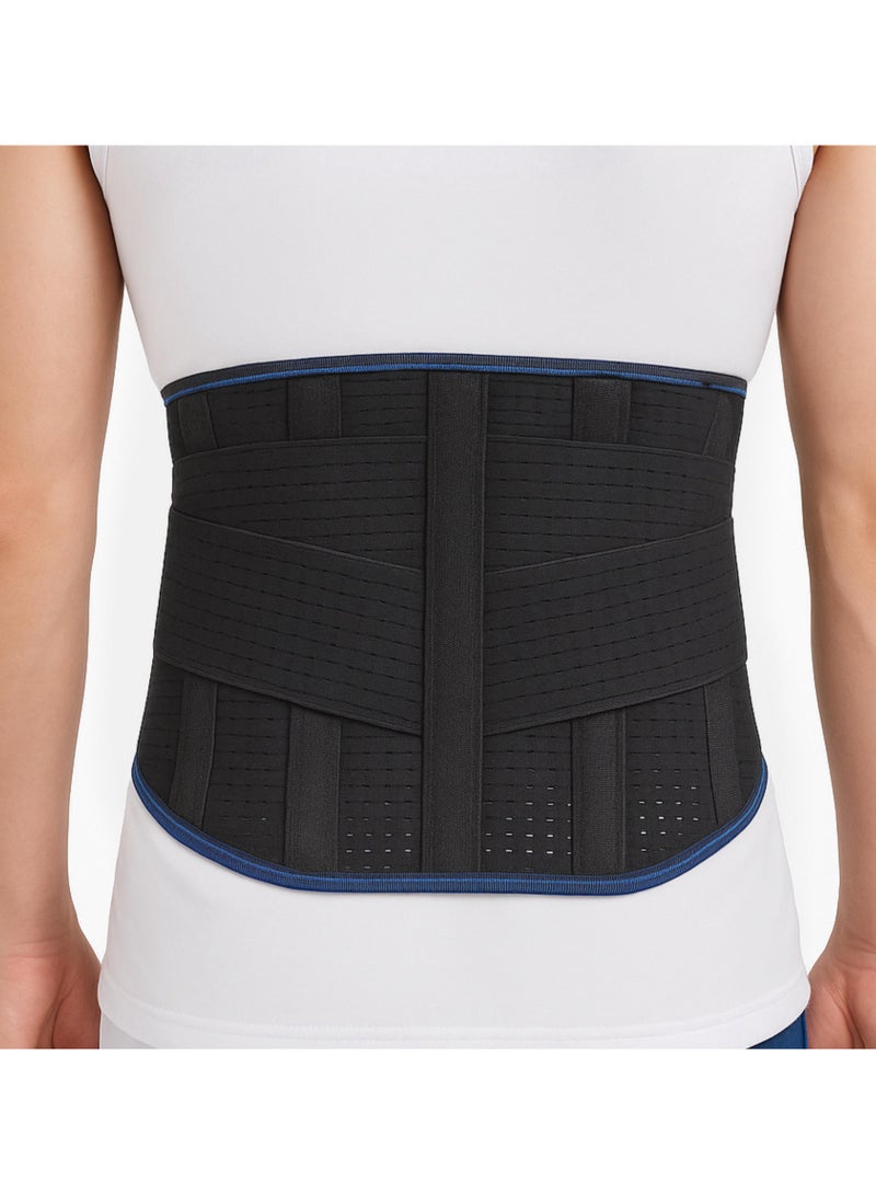 Endless Back Brace for Lower Back Pain Relief with 6 Support Stays – Adjustable Lumbar Support Belt | Breathable & Anti-Slip Back Support for Sciatica, Scoliosis, Herniated Disc | For Men & Women – Black - Image 1
