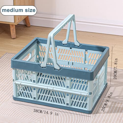 YTAONS Collapsible Storage Crate with Handles 20L Foldable Plastic Basket Organizer Container Light blue M - Image 3