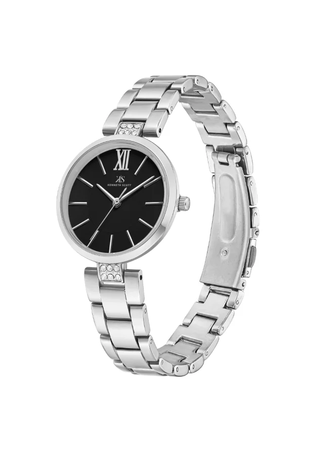 KENNETH SCOTT Kenneth Scott Women's Black Dial Analog Watch - K23533-SBSB