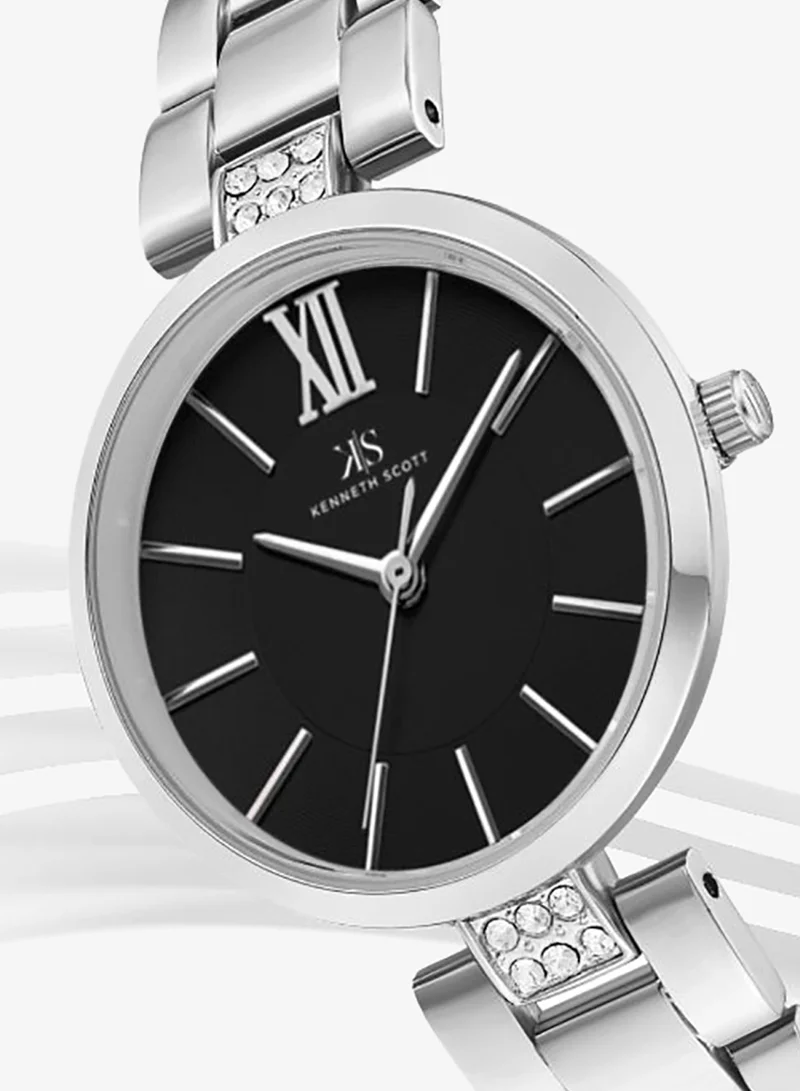 Kenneth Scott Black Women's Stainless Steel Analog Watch K23533-SBSB - 30 mm for Women | Best Price UAE