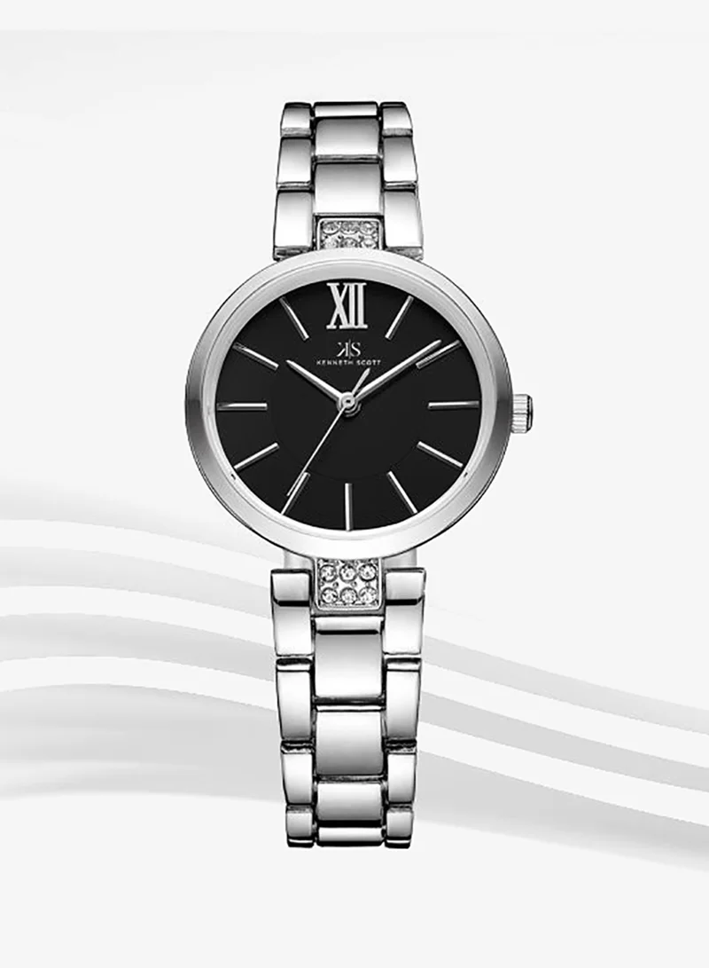 Kenneth Scott Black Women's Stainless Steel Analog Watch K23533-SBSB - 30 mm for Women | Best Price UAE