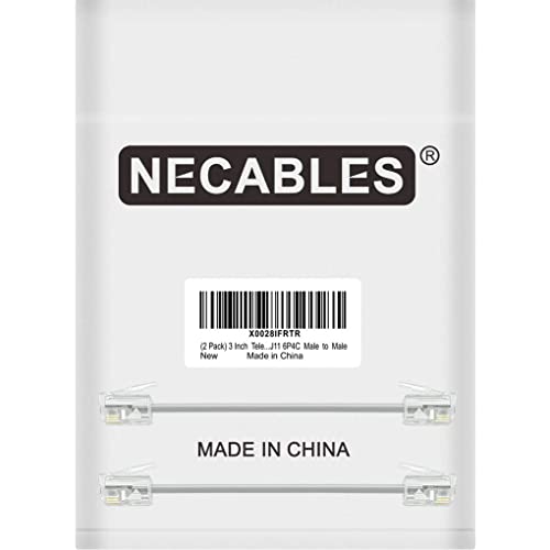 NECABLES 2Pack 3 Inch Short Telephone Cord Phone Cable Wall Phone Cord for Landline RJ11 6P4C Male to Male - Image 5
