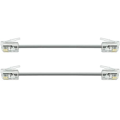 NECABLES 2Pack 3 Inch Short Telephone Cord Phone Cable Wall Phone Cord for Landline RJ11 6P4C Male to Male - Image 1