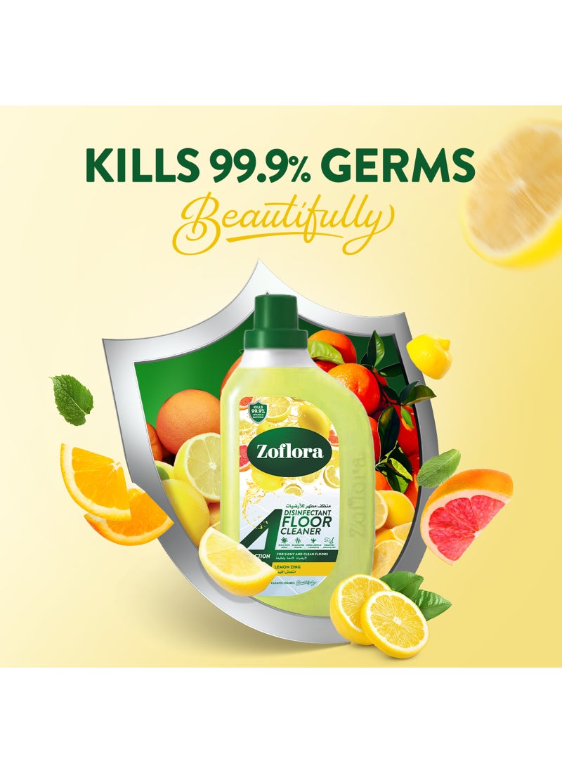 Zoflora 4 In 1 Disinfectant Floor Cleaner Lemon ZIng 900ml - Image 2