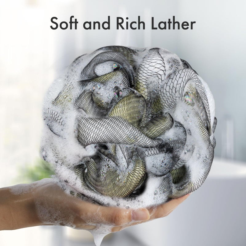 AmazerBath Charcoal Loofah Sponge  Large Shower Loofah 75g/PCS - Body Scrubber Loofa Set of 4 - Charcoal Blue  Gray  Pink & Army Green  Bath Sponge for Men and Women - Image 3