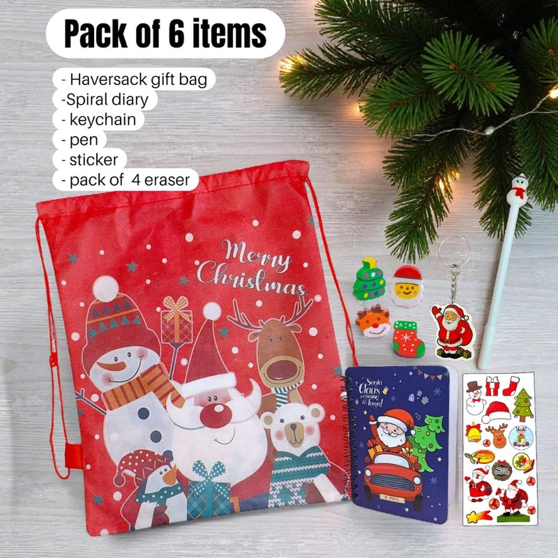AMYCAUR Merry Christmas Stationery Combo Gift for Kid, Cute School Stationery Gift Combo, Secret Santa Party Return Gift for Kids Stationery Items, New Year Christmas Goody Gift Set (Pack_of_6_Items) - Image 3
