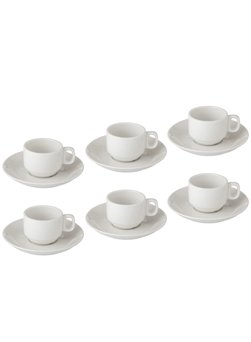 Safa A set of Turkish coffee cups, 6 cups and 6 saucers, made of bright white porcelain - Image 2