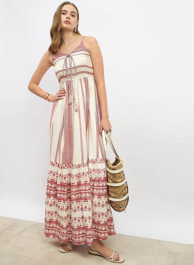 Styli Striped Cotton Maxi Dress  - Image 1