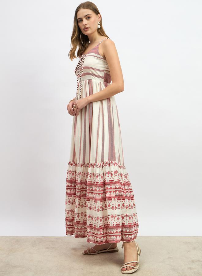 Styli Striped Cotton Maxi Dress  - Image 3