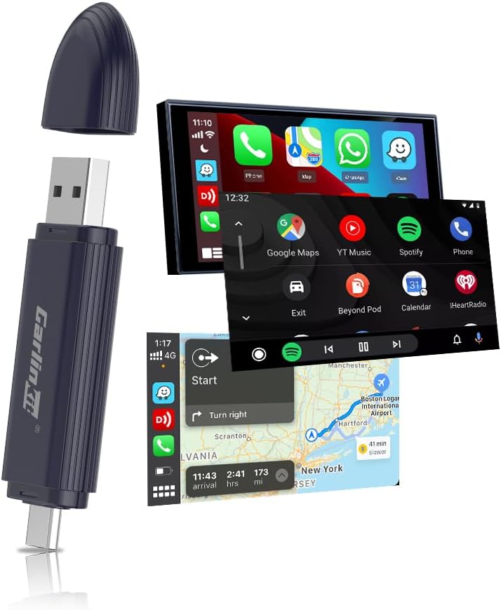 كار لينكيت Carlinkit عصا لاسلكية مطورة 2 في 1، MINI SE PRO، محول كاربلاي لاسلكي وأندرويد أوتو، بلوتوث 5.4 مدمج، واي فاي 6، معالج Arm A7، استهلاك طاقة منخفض (أزرق داكن) - Image 1