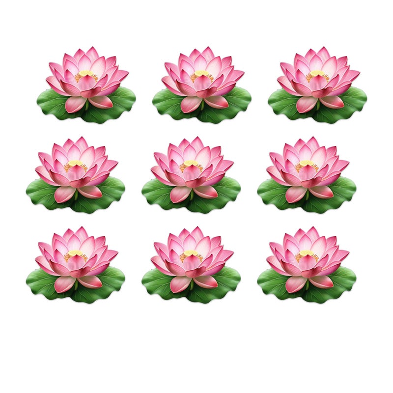 Haoser Pack of 9 Premium Lotus Stickers – Decorative Craft Stickers for DIY Projects, Scrapbooking, Wall Décor, School Crafts & Festival Decorations (2.5 Inch, Multicolor) - Image 5