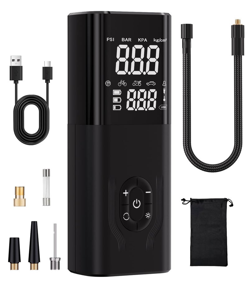 CKWUE Tire Inflator Portable Air Compressor, 180PSI Air Pump for Car, 6X Faster Cordless Air Compressor with Digital Pressure Gauge, Tire Inflator with Dual Mode Inflation for Car, Moto, Bicycle and Ball - Image 1