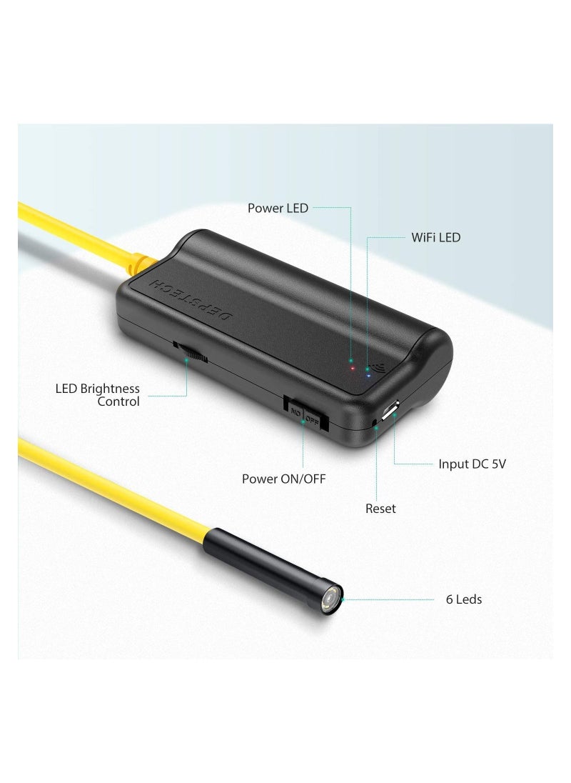 DEPSTECH - DEPSTECH Wi-Fi Borescope 5.0MP HD Wireless Endoscope Semi Rigid 10 Meters Snake Inspection Camera with 2200mAh Battery - Image 1