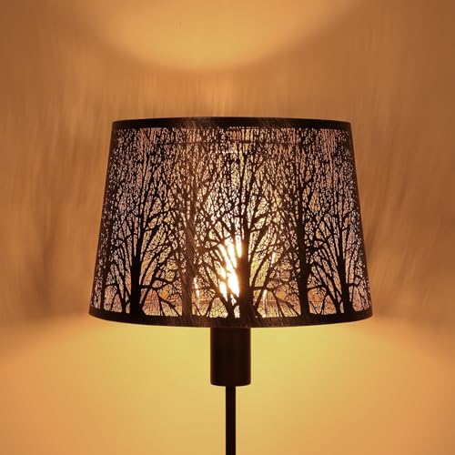 ALUCSET Etched Forest Metal Lampshade, ALUCSET Drum Metal Lamp Shade for Table Lamp,10" Top x 12" Bottom x 8" High Replacement Vintage Lamp Shade, Pattern of Trees Spider Lamp Cover (Antique Bronze Gold) - Image 5