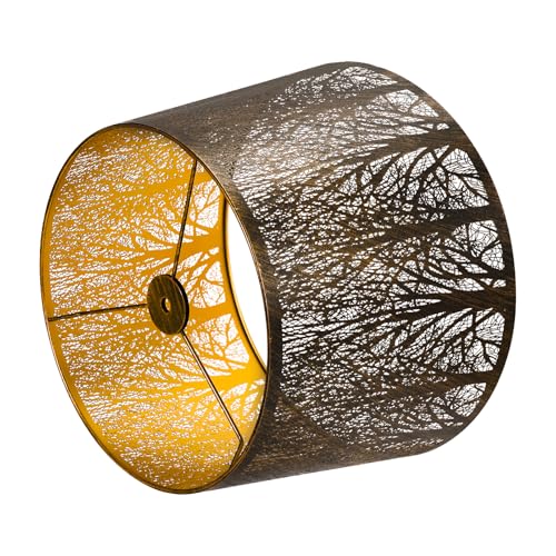 ALUCSET Etched Forest Metal Lampshade, ALUCSET Drum Metal Lamp Shade for Table Lamp,10" Top x 12" Bottom x 8" High Replacement Vintage Lamp Shade, Pattern of Trees Spider Lamp Cover (Antique Bronze Gold) - Image 4