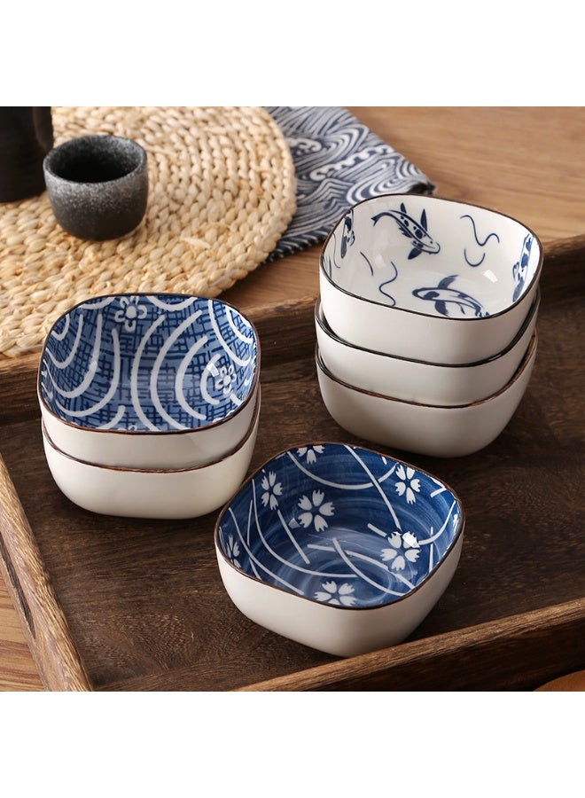 Toriseek 6 Pieces 6 oz Ceramic Dipping Bowls Vintage Japanese Ceramic Sauce Dish Set Party Serving Appetizer Platter Candy Bowl Chip Bowls Dining Utensils - Image 4