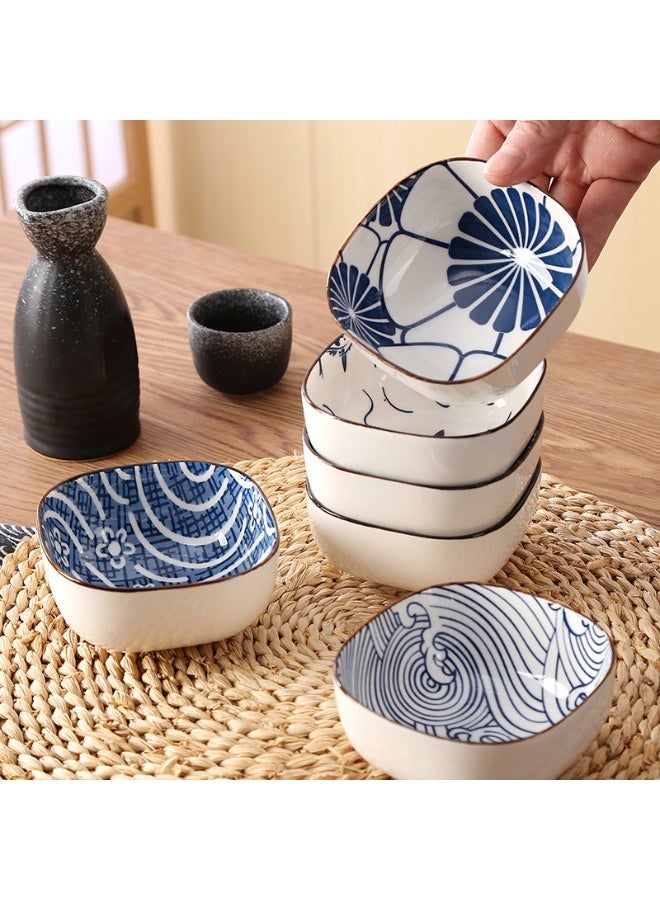 Toriseek 6 Pieces 6 oz Ceramic Dipping Bowls Vintage Japanese Ceramic Sauce Dish Set Party Serving Appetizer Platter Candy Bowl Chip Bowls Dining Utensils - Image 5