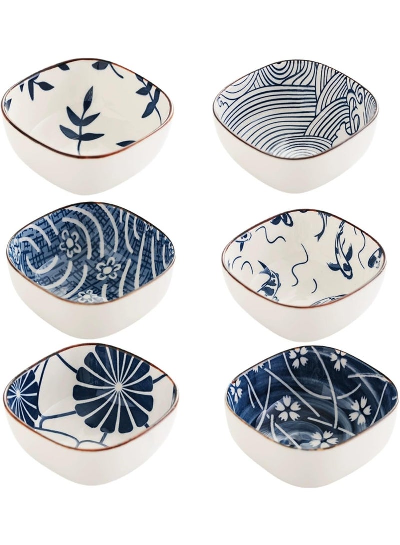 Toriseek 6 Pieces 6 oz Ceramic Dipping Bowls Vintage Japanese Ceramic Sauce Dish Set Party Serving Appetizer Platter Candy Bowl Chip Bowls Dining Utensils - Image 1