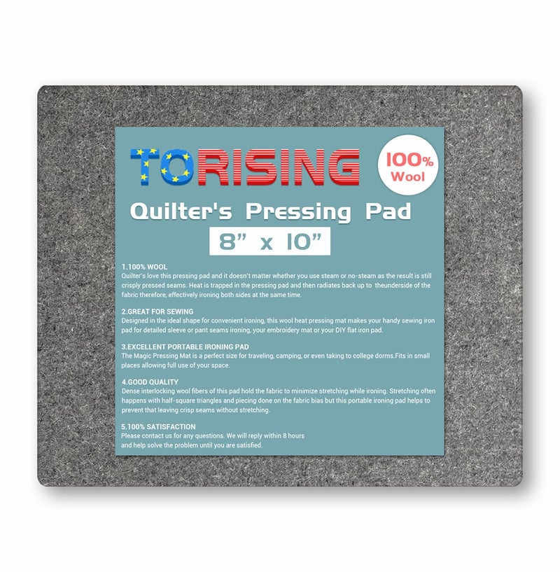 Torising Wool Pressing Mat for Quilting - 8"x8"x0.6" 100% Wool Quilter's Pressing Ironing Pad - Image 1
