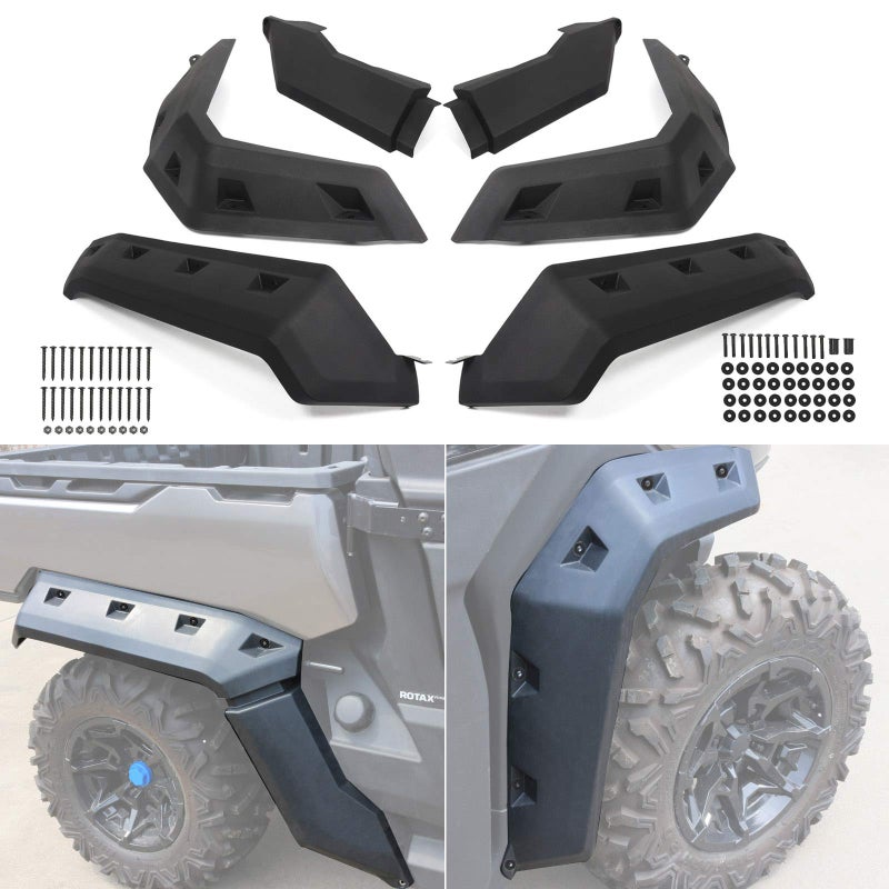 حواف فندر موسعة من CPOWACE متوافقة مع Can Am Defender حراس الطين الأمامية والخلفية متوافقة مع Can Am Defender HD5 HD10 HD8 MAX 2016-2025 استبدال 715006821 715002424 715006822 6 قطع