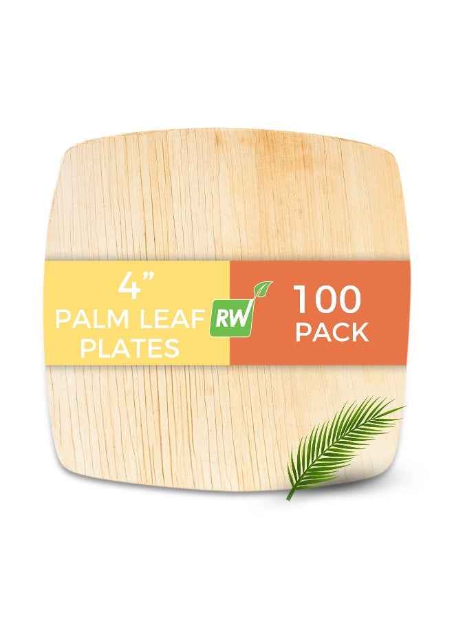 Restaurantware Midori 4 x 4 Inch Small Square Palm Plates, 100 Microwavable Palm Leaf Plates - Freezable, Sustainable, Areca Palm Leaf Plates, Oven-Ready, For Hot & Cold Foods - Image 2