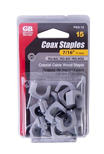 Gardner Bender PSG-15 Coaxial Staple, 7/16 Inch., Secures RG-8, Triaxial, Up to 25 Pairs UTP, Polyethylene - UV Resistant, Splinter Free, 15 Pk., Grey - Image 5