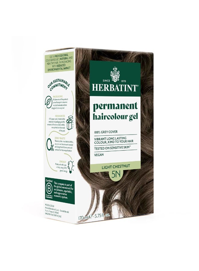 Herbatint Permanent Color Care 170 ml - Hair Colour: 5N Light Chestnut - Image 1