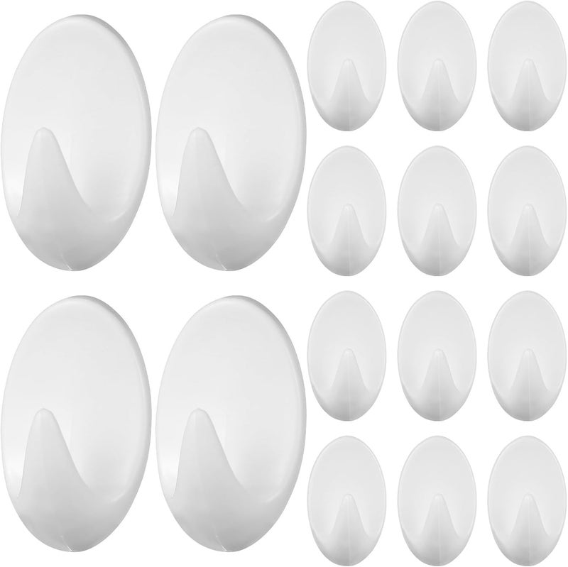 16 Pcs Strong Adhesive Plastic Wall Hooks, 5.5x3.3x2.5cm Towel Hanger and Robe Hooks for Bathroom, Kitchen, Bedroom, Damage-Free Seamless Hanging - Image 1
