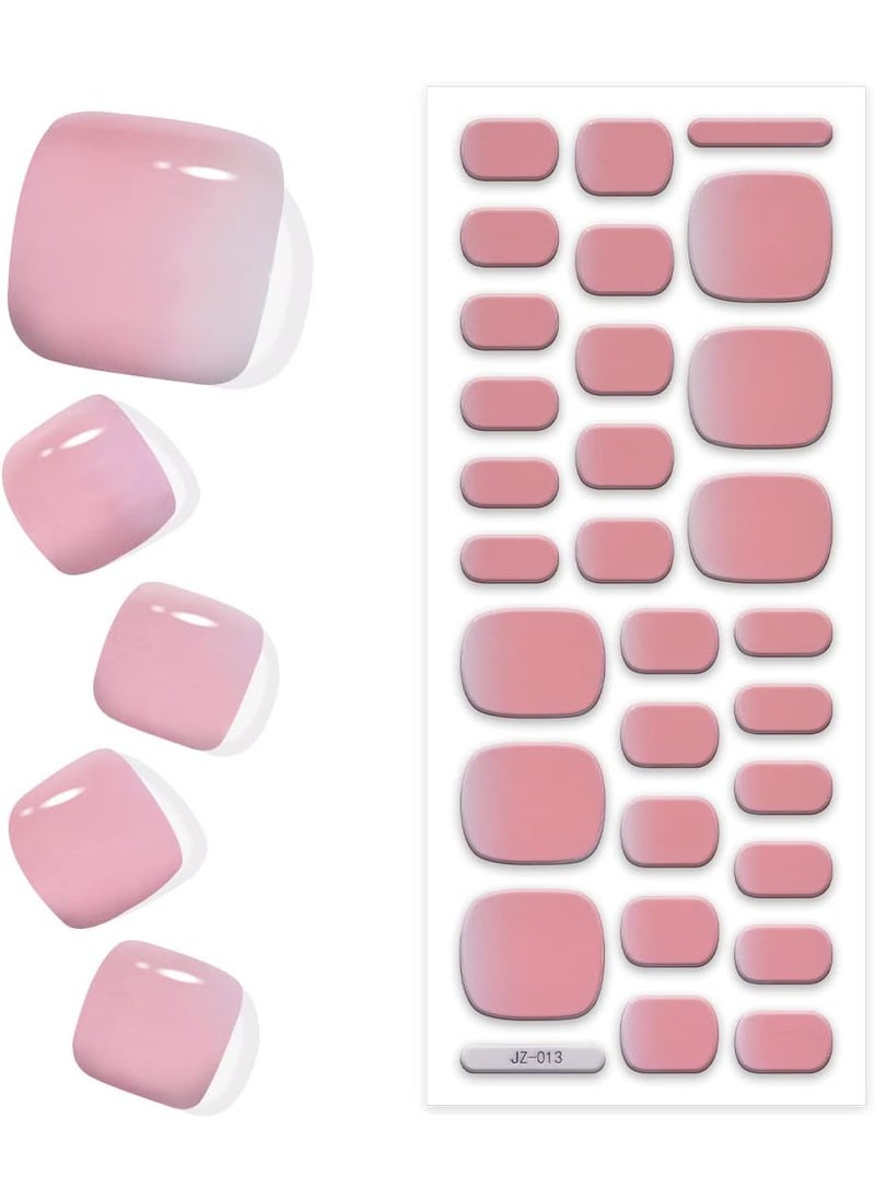 King Horse Semi Cured Gel Pedi Strips Glossy Gel Toenail Stickers Semi-Cured Gel Pedicure Strips Long Lasting Gel Pedicure Nail Wraps Sticker Salon Nails at Home Requires UV Light Pedicure Kit 