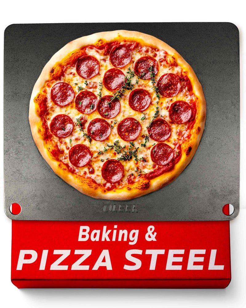 OLEEK Pizza steel Sheets for oven - Metal baking steels sheets for oven - Pizza steel 16x13.4 inches - Steel pizza stone for oven - Baking steels pro pizza - Baking stone for oven - Image 1