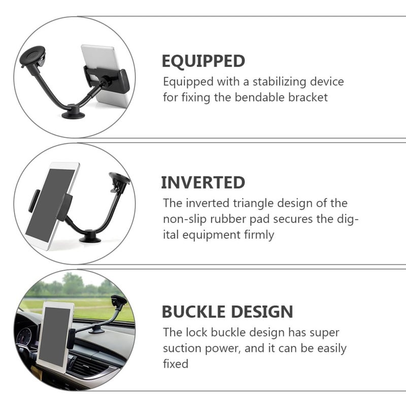 Universal Car Phone Mount Holder Adjustable Long Arm Tablet Rack Suction Cup Stand - Image 5
