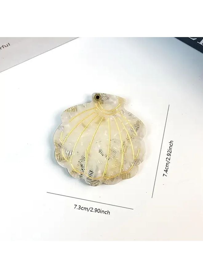 Amber Acetate Shell Shaped Rotating Makeup Mirror Portable Refillable No Battery Travel Home - Image 4