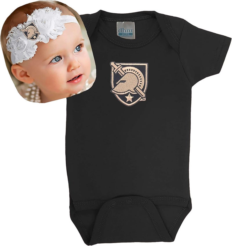 Army Black Knights Baby Onesie and Shabby Bow Headband