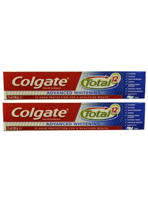 2 Pcs Total 12 Advanced Whitening toothpaste 75ml