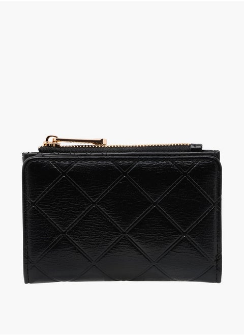 Quilted Bi-Fold Wallet with Zip Closure