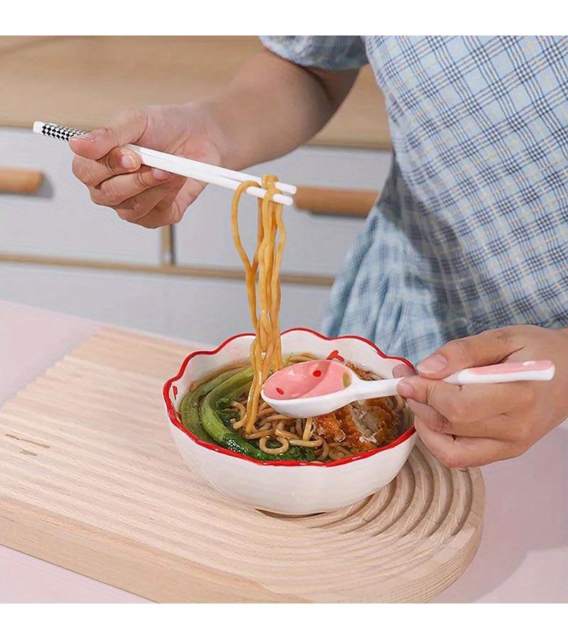Hand Painted Super Cute Strawberry Ceramic Spoon Long Handle Reusable Dessert Spoon - Image 3