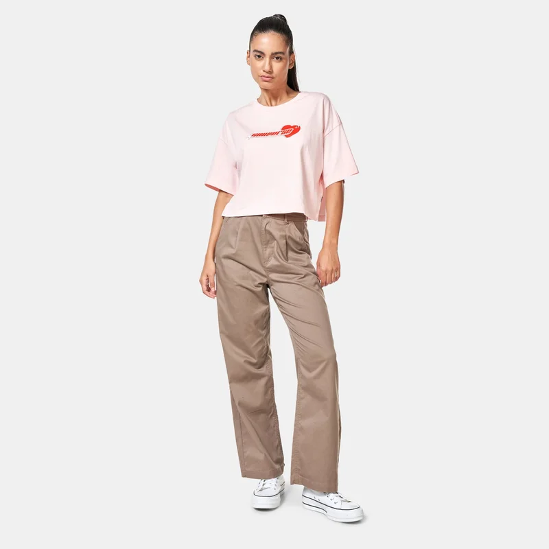 CONVERSE Brown Women's Y2K Heart Cropped T-Shirt for Women | Best Price UAE