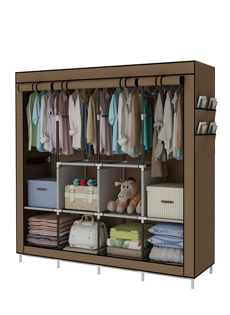 ALMUFARREJ - Fabric Wardrobe Organizer Brown 150x175x45 CM - Image 1